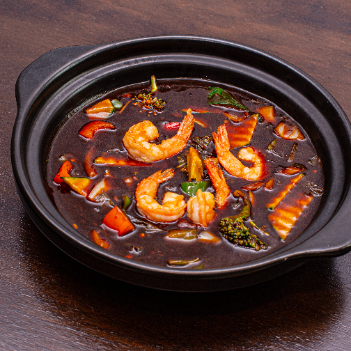 Scampis au basilic thai